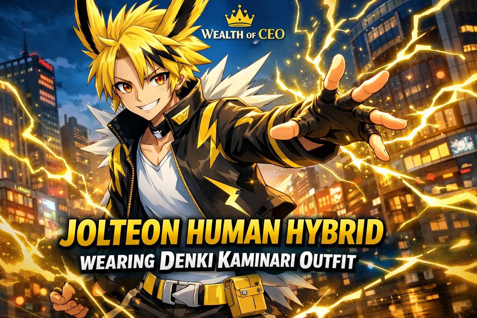 jolteon human hybrid wearing denki kaminari outfit