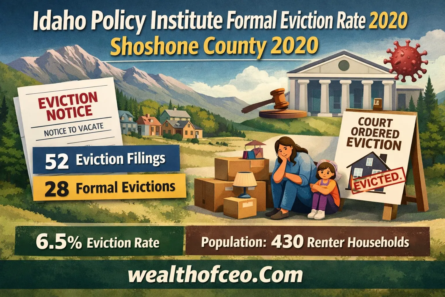 Idaho Policy Institute Formal Eviction Rate 2020 Shoshone County 2020