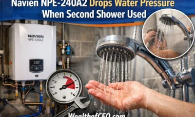 navien npe-240a2 drops water pressure when second shower used