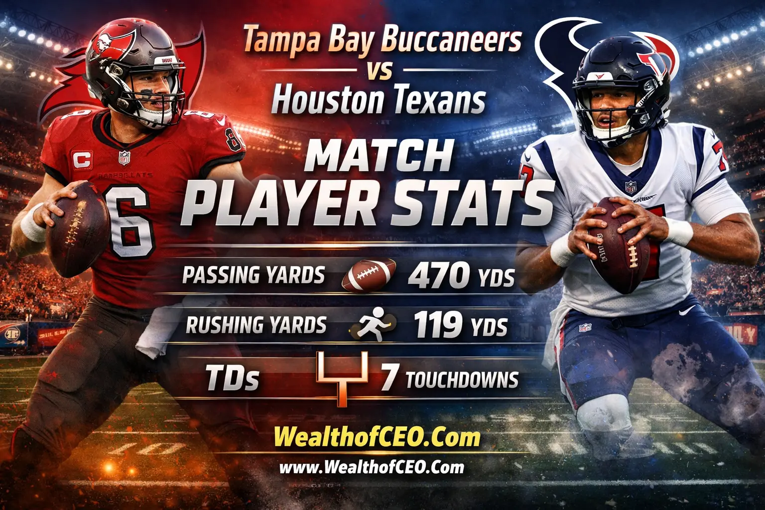 Tampa Bay Buccaneers VS Houston Texans Match Player Stats