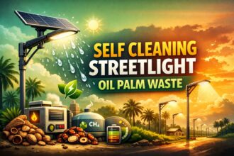 self cleaning streetlight oil palm waste