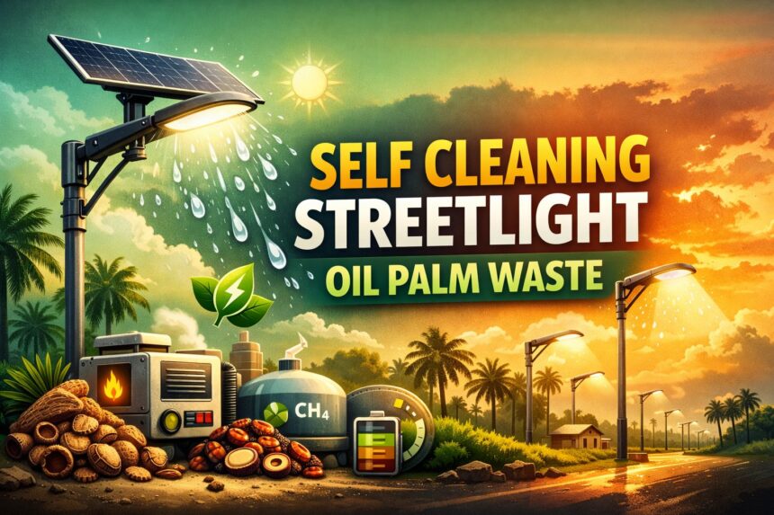 self cleaning streetlight oil palm waste